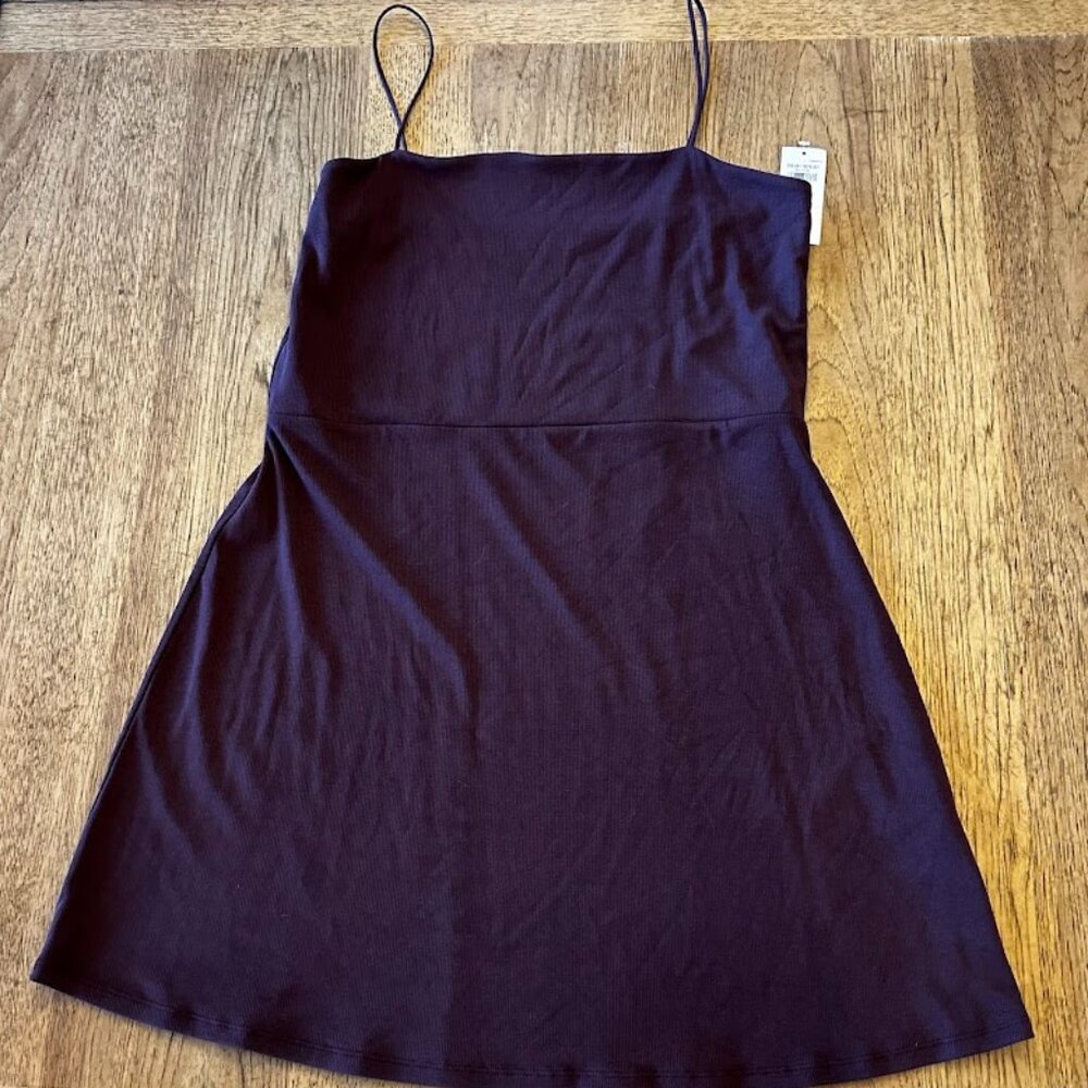 Abercrombie & Fitch  Brown Ribbed Knit Spaghetti Strap Bodycon Mini Dress NWT